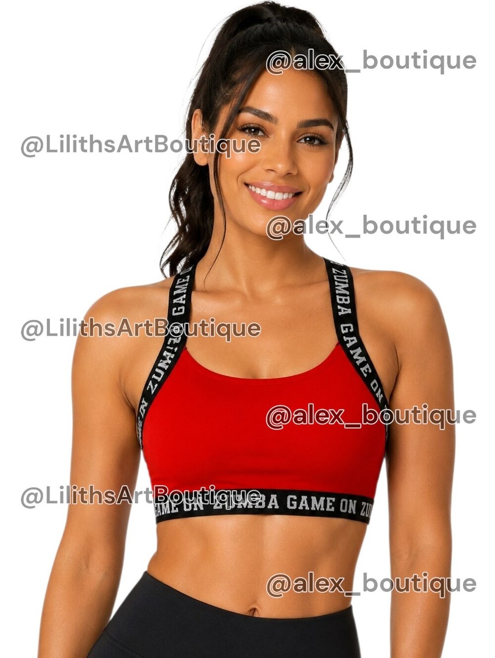 Zumba Game On Open Back Sports Bra Red Size M (G034)